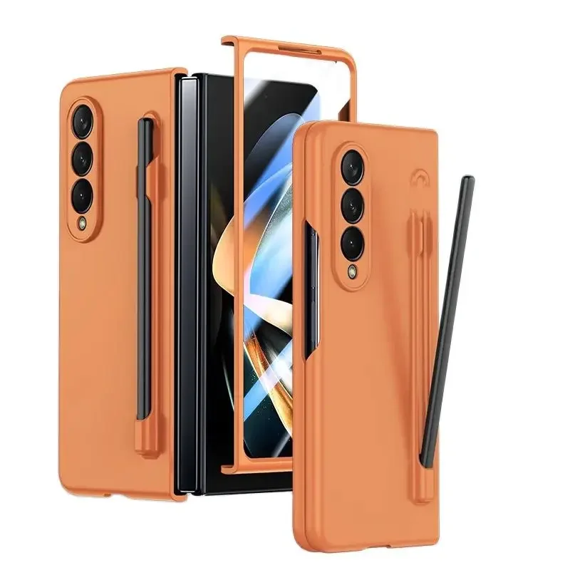 Premium Skin Feel Shockproof Phone Case with Pen Slot - Hard PC Protection Cover for Samsung Galaxy Fold Series