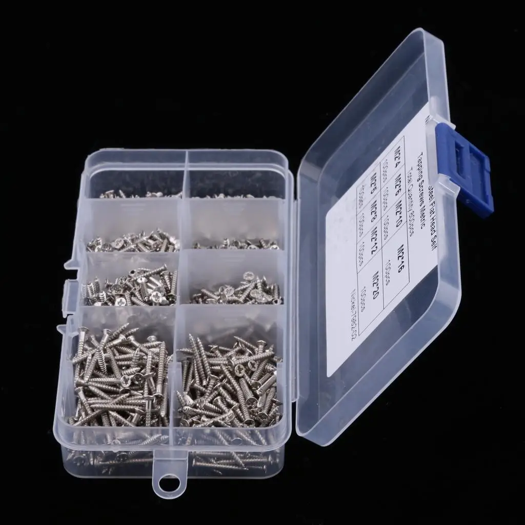 Flat Head Self-tapping Screws Assortment Kit Stainless Steel Screws Set for Wood Repair and Home Use Flat Head Self-tapping Screws Assortment Kit Stainless Steel Screws Set for Wood Repair and Home Use