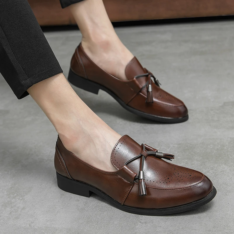 Mens Dress Wedding Fashion Designer Office Casual Leather Man Comfy Business Formal Italy Driving Loafers Shoes for Men Sneakers