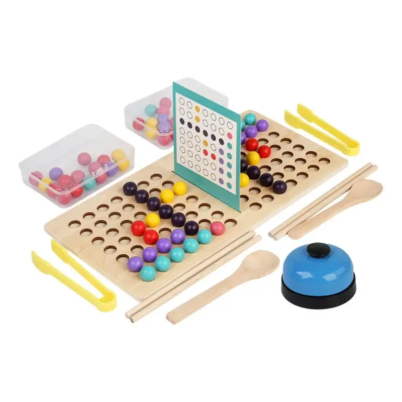 

Wooden Board Bead Game Montessori 58pcs Hand Eye Coordination Bead Game Cognitive Montessori Toys Safe Board Game For Boys