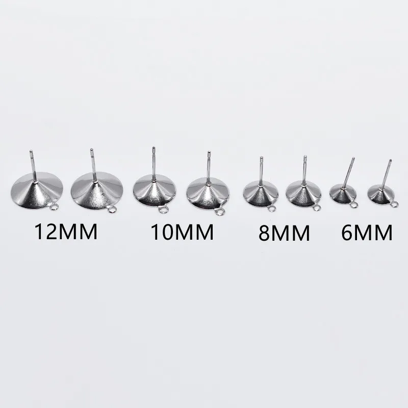 Ms.Betti 12mm 10mm 8mm 6mm Rivoli Stud Earrings With Jump Rings Fitting Findings Settings For Jewelry DIY Making 50pairs/lot