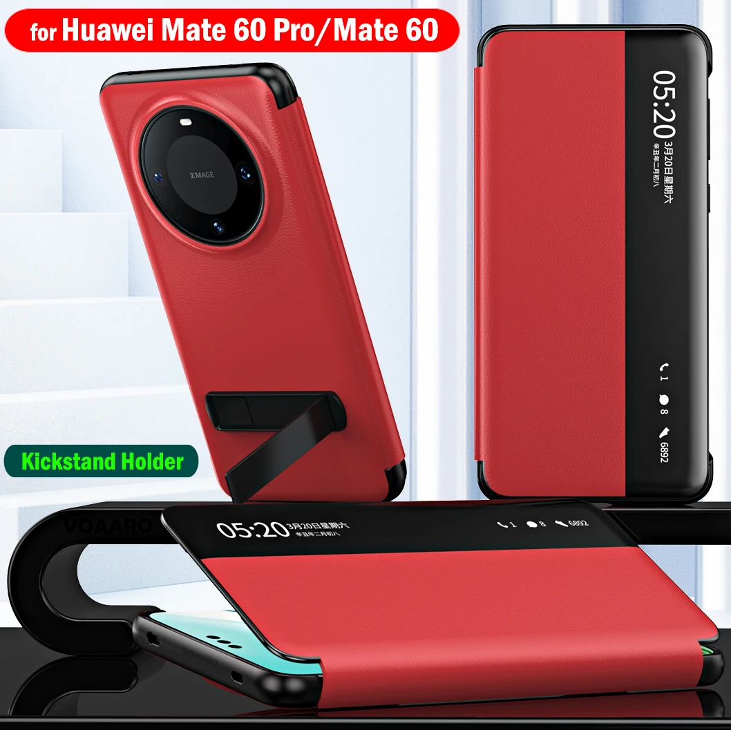 

Складной кожаный чехол-книжка с подставкой для Huawei Mate 60 Pro