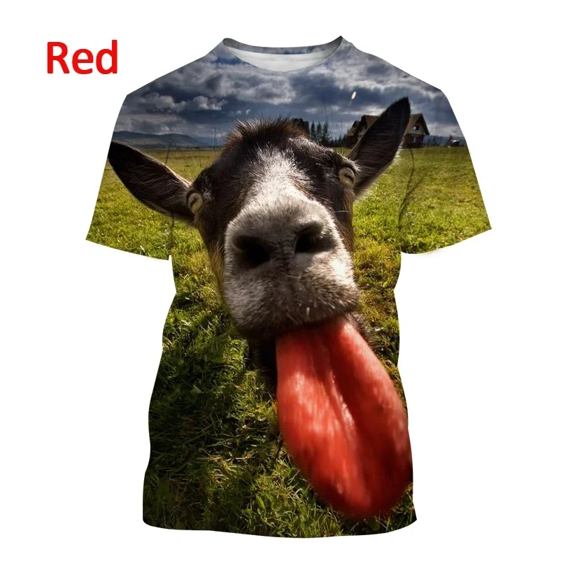 

2024 New Funny Animal Goat 3d Printed T-shirt Casual Round Neck Short Sleeve Street Style Loose Comfortable Sports T-shirt Top