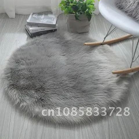 

Soft Super Round Fur Rugs Fluffy Shaggy Carpets Nordic Bedroom Floor Mat Long Pile Home Decor Kid Room Rugs Furry Rug