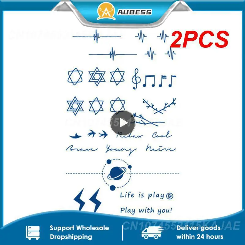 

2PCS Waterproof Temporary Tattoo Sticker Compass Arrow Roman Clock Anchor Small Body Art Flash Tattoo Fake Tattoo for Women Men
