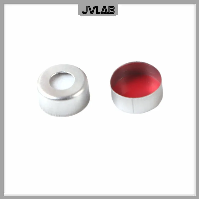 

Hdspc Al Crmp Cap PTFE/Si sep 11 mm Aluminum Caps With Septa 1 mm Thick For 1.5 ml Crimp Ring Chromatography Vial 100/pk