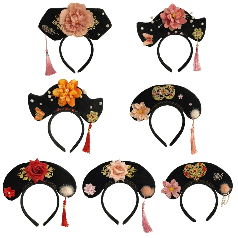 

Chinese Ancient Princess Chignon Headband Cosplay Headwear for Woman Girls Taking Photo Non-slip Hairband