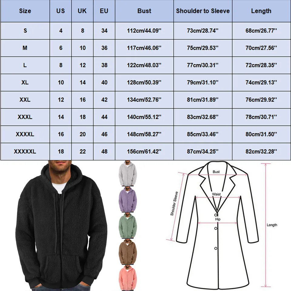 Men's Plus Size Plush Zipper Hoodie with Pockets