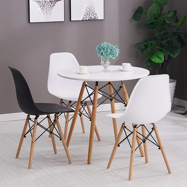 4 pz/set sedia da pranzo sedia da ufficio in stile nordico sedia da caffè  da cucina in plastica scrivania gambe in legno per sala da pranzo sedie da  soggiorno - AliExpress