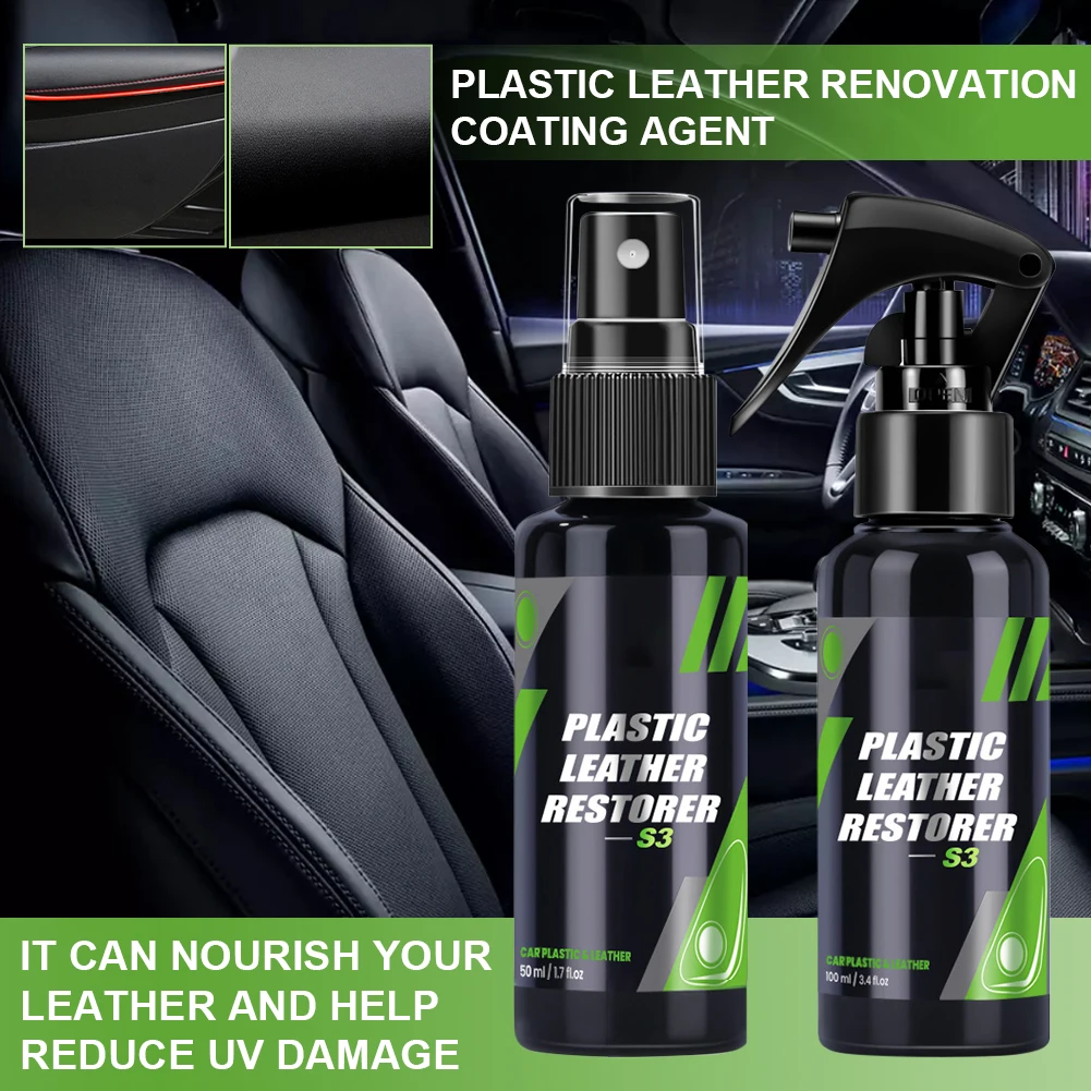 

50ML Plastic Renovator for Car Interior Spare Parts Seat Leather Liquid Wax Polish Plastic Restore Cleaner Spray Accessories