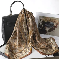 Bohemian Style Print Luxury Brand Silk Square Scarf Women Satin Shawls Neckerchief Wrap Scarves Bandana Hair Hjiab Floral - Image 4