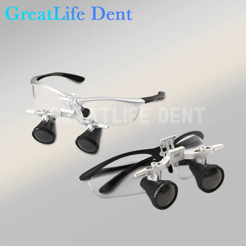 GreatLifeDentEighteethBRILLIANCEDentalLoupesHeadWearingGlasses