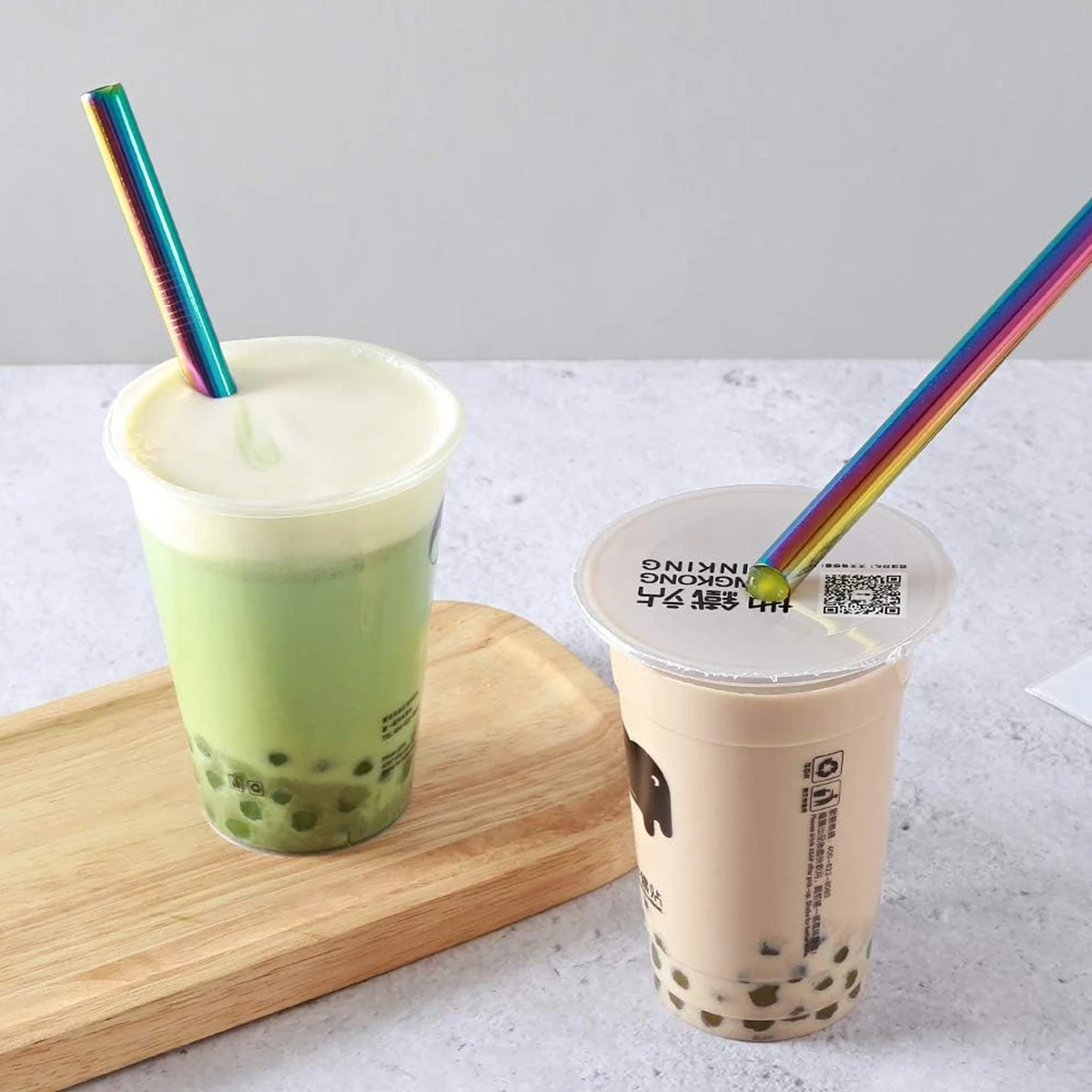 Metal Straw Set Reusable Boba Drinking Straws 12mm Wide 304 Stainless Steel Straws Metal for Bubble Tea Milkshake Smoothies Bar Accessory, drinking straws, metal straw set