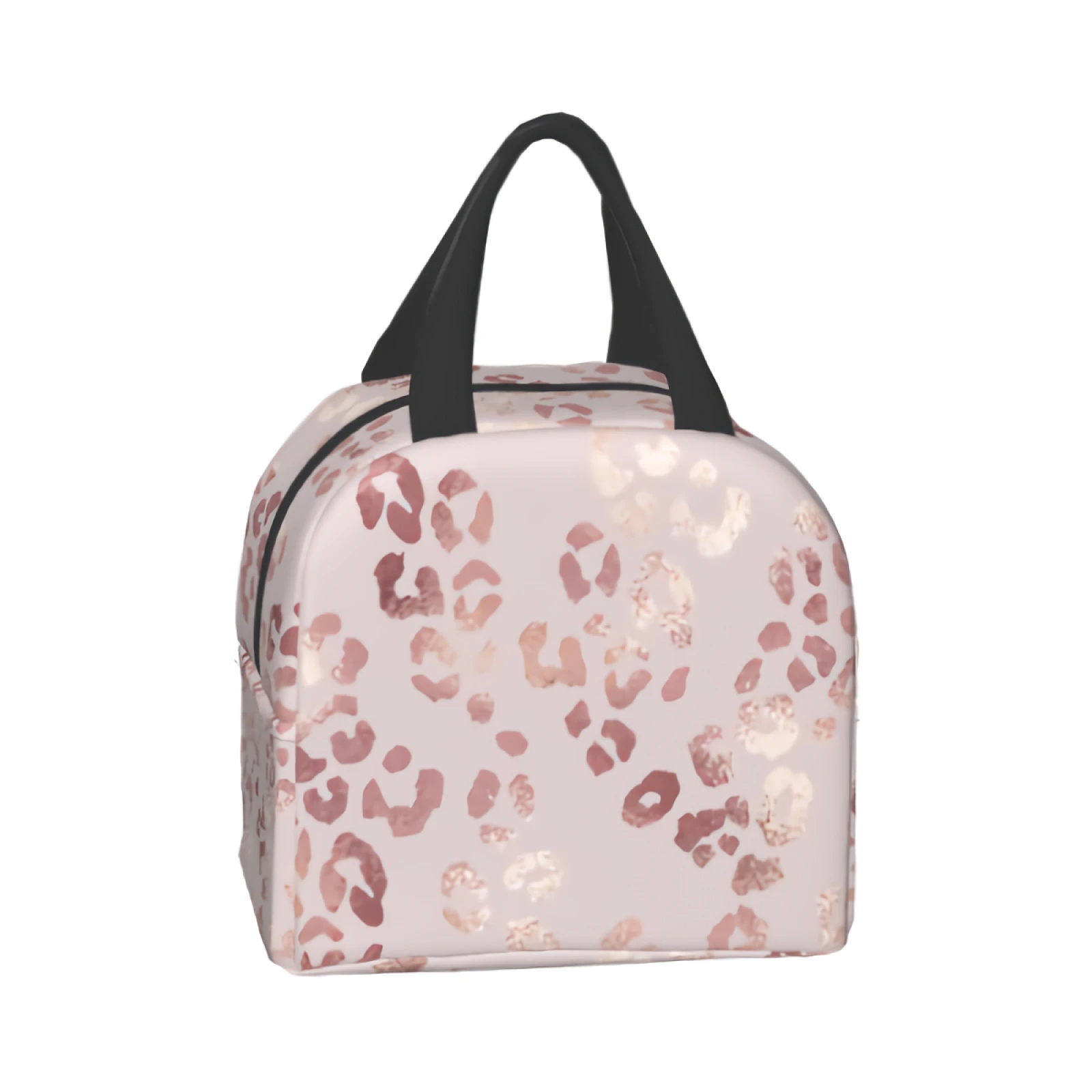 Leopard Print Lunch Bag Elegant Tote Bag Rose Gold Insulated Lunch for Women Men Teen Girls Boys