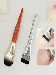 Ultra - Thin Flat Head Makeup Brush - Lightweight Foundation and Concealer Applicator (Brown)