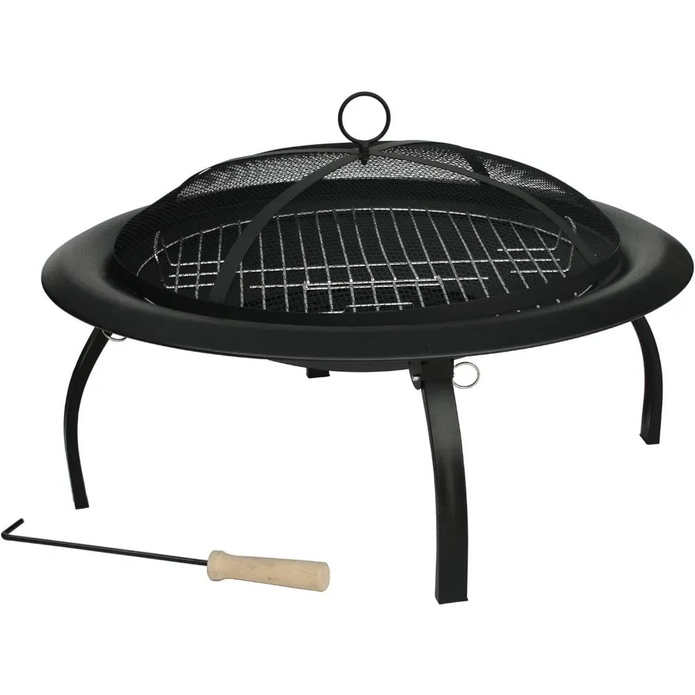 

Fire Pit Portable Folding Round Steel with Folding Legs Wood Burning Lightweight Included Carrying Bag & Screen Lift Tool