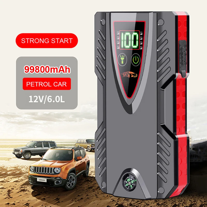

99800mAh Car Jump Starter Power Bank 12V Car Battery Booster Charger Portable Vehicle Starting Device Emergency Lighting
