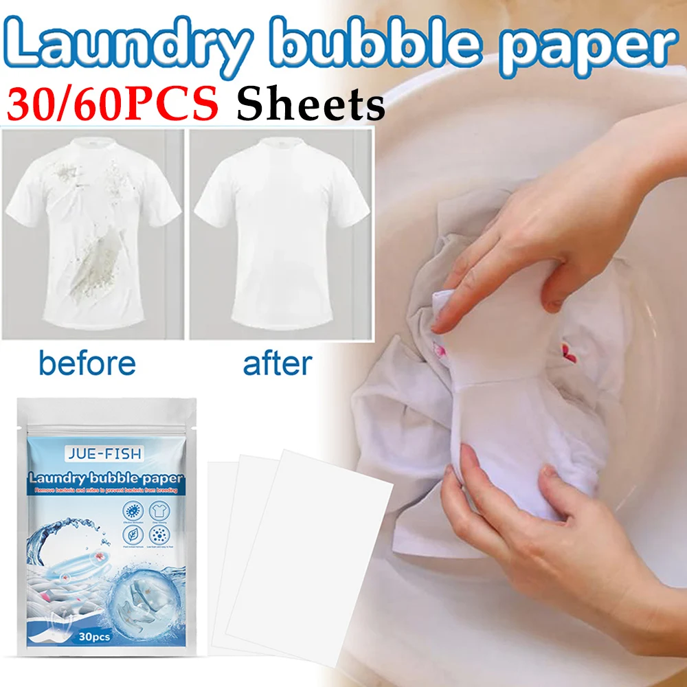 30/60pcs Laundry Detergent Sheets Concentrated Laundry Soap Sheets Decontamination Deep Cleaning for Children Clothes Bra