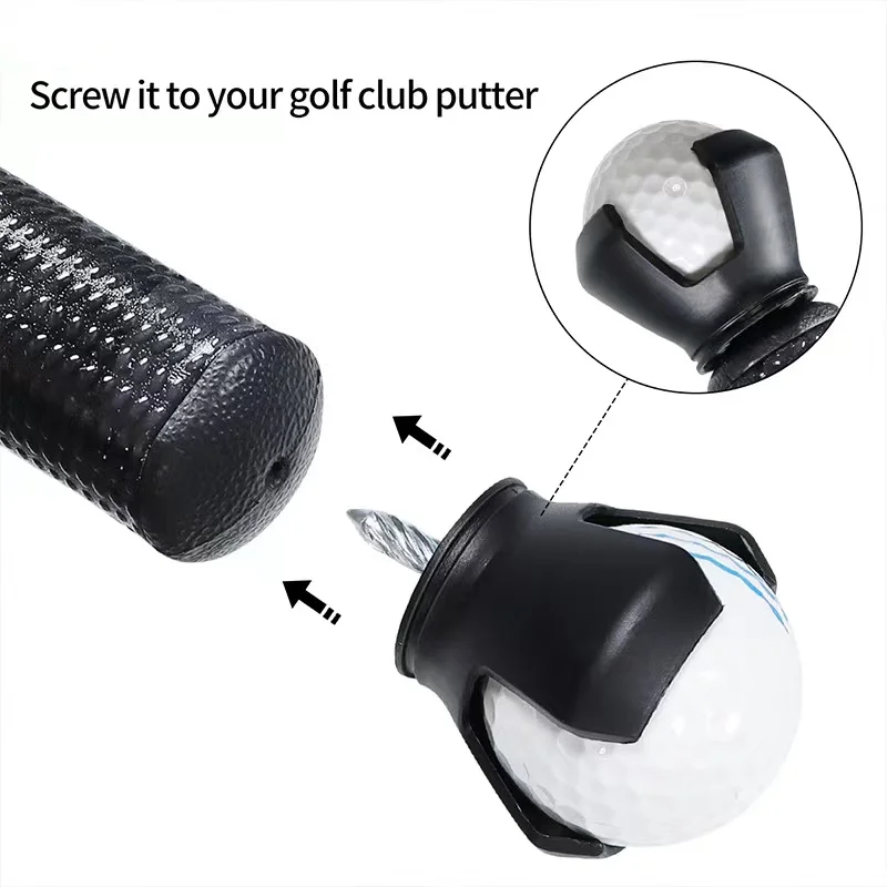 Golf Ball Retriever Grabber Pick Up,Back Saver Claw Put On Putter Grip,Suction Cup Ball Grabber,Sucker for Golf Screws Tool 4