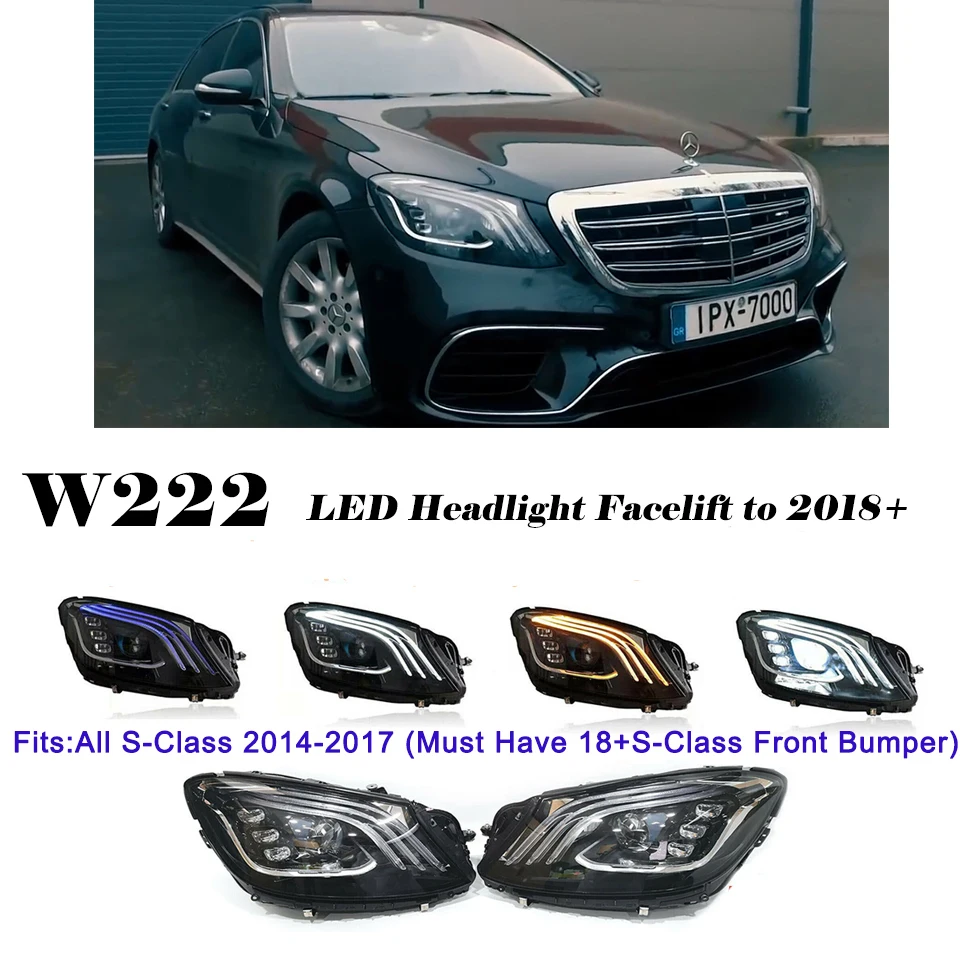 

For 2013-2017 Mercedes-Benz S-CLASS W222 Headlights LED Facelift Upgrade To 2018+ Full Set