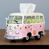 Bus Tissue Box Model Figurines Retro Car Tissue Dustproof Tissue Storage Box For Office Home Decoration Paper For Storage 6