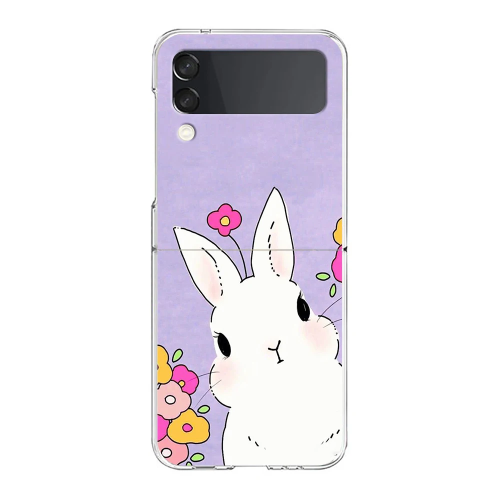 Cute Colorful Rabbit Hard Folding Clear Phone Case