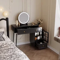 Dressing de chambre à coucher extensible avec tiroir d'angle noir chaise élégante miroir élégant mur de luxe Tocador Maquillaje meubles de maison 1