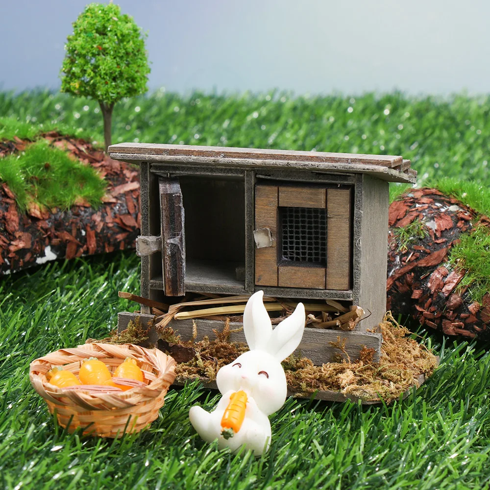 Dollhouse Mini Wooden Arch Bridge with Railing Water Well Chicken Coop Miniature Fairy Garden Micro Landscaping Decoration Model 4