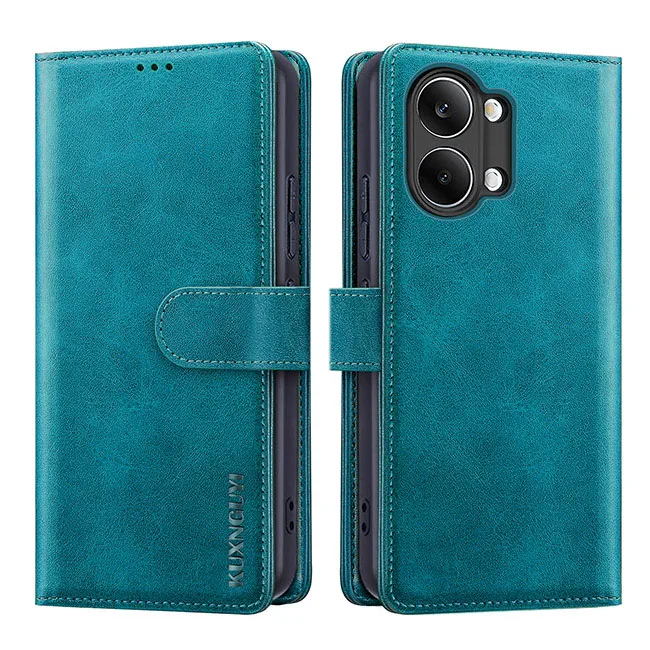 Leather Flip Wallet Phone Case with Magnetic Stand