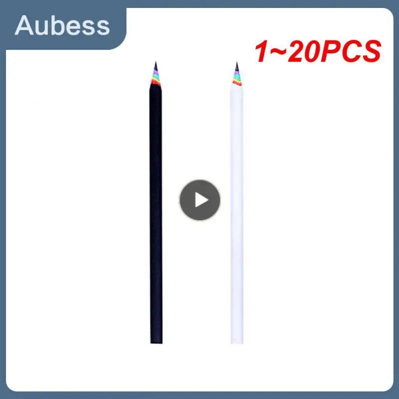 

1~20PCS Creative New Style Environmentally Friendly Paper Pencil Rainbow 2B Black Lead Drawing Supplies School Office Stationery