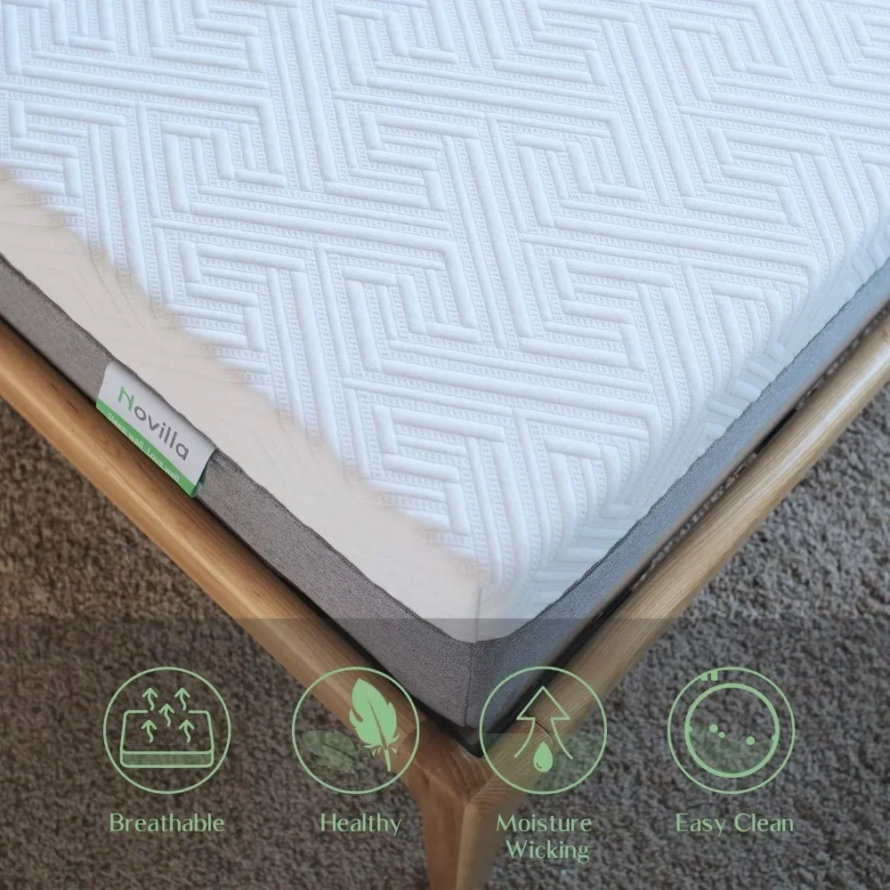 Queen Size Mattress, 12 Inch Gel Memory Foam Mattress for Cool Sleep & Pressure Relief, Medium Plush Feel with Motion Isolating 4