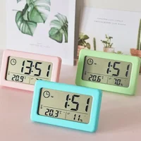 Mini Digital Clock Electronics Temperature and Humidity Portable Desktop Clock Thermometer Hygrometer 12/24H Battery Powered 2