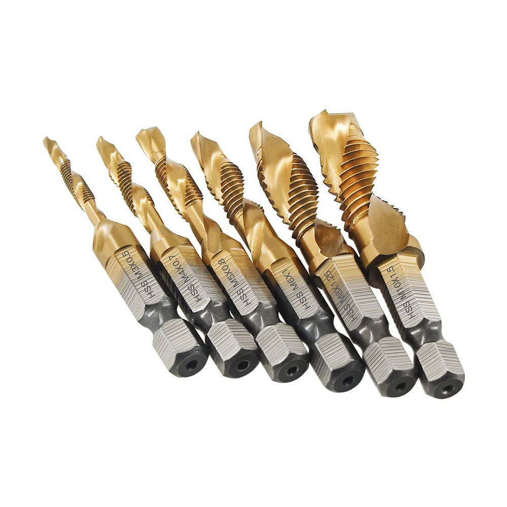Tap-Drill-Bit-Hex-Shank-Titanium-Plated-HSS-Screw-Thread-Bit-Screw ...
