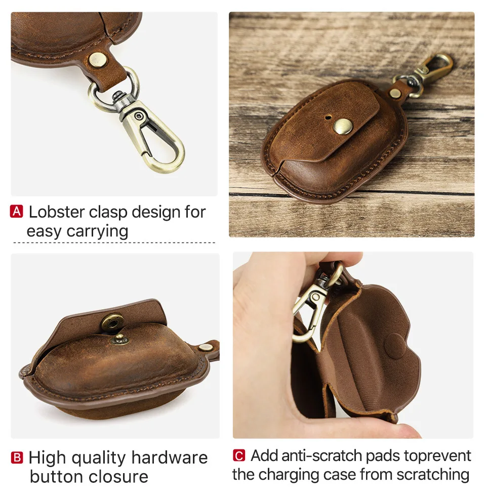 Genuine Leather Earphone Case for Sony WF-1000XM5 Crazy Horse Cowhide Leather Headphone Cover PU Protective Case for 1000X M5