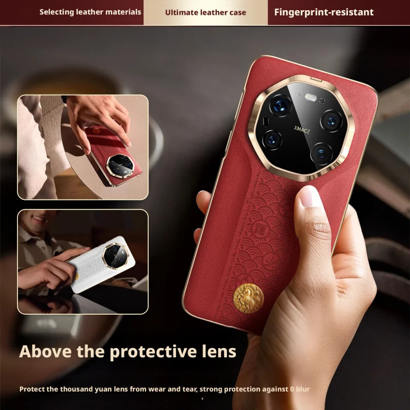 Premium Nappa PU Leather Case with Camera Lens Protector & Electroplating Finish