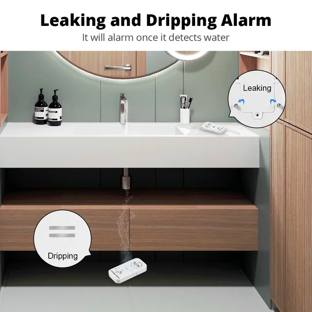 KERUI Wireless Water Sensor 90db Alarm Water Leak Detector Leak Alert Monitoring of Leaks Sensitive Leak and Drip Alarm For Home 4