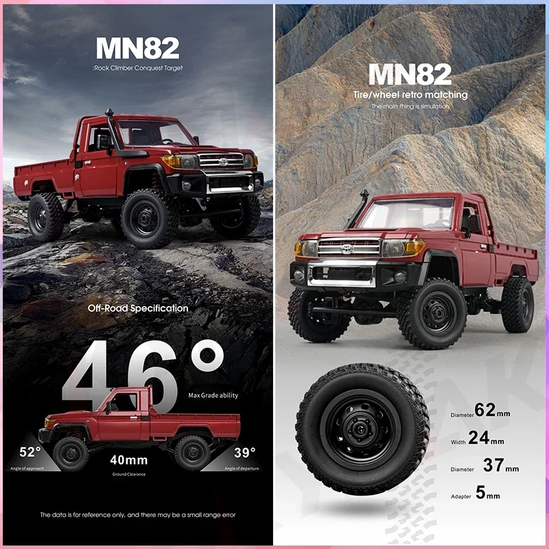 1:12 Rc Car Mn Model Mn82 Retro Full-scale Simulation Lc79 RTR 2.4g 4WD 280 Motor Remote Control Pickup RC Truck Model Car Toys 3
