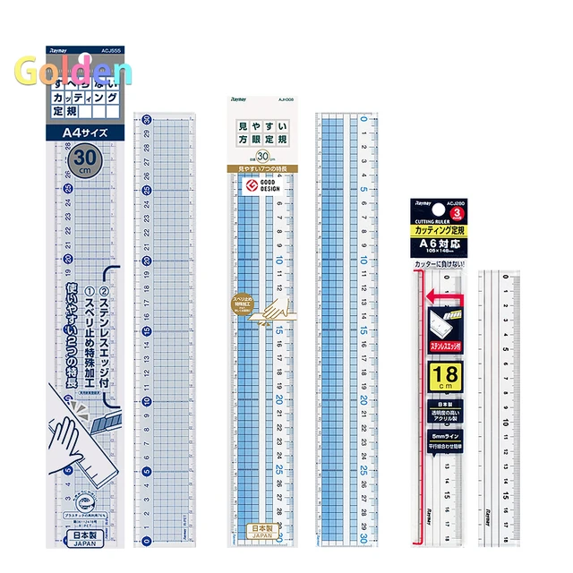 Raymay Fujii ACJ555 Ruler, Non-Slip, Cutting Ruler, Resin, 11.8 inches (30  cm)