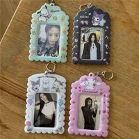 Kawaii Cartoon Kuromi Cinnamoroll Pochacco 3-Inch PVC Card Holder Cute Girls Idol Photo Storage Clip Keychain Pendant Gifts 2