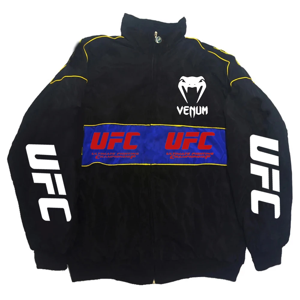 UFC outdoor windproof warm standing collar jacket men's winter fleece jacket lightweight sports running top workwear