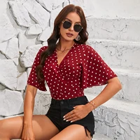 Martha Polka Dot Ruffled Sleeves Retro Top 6