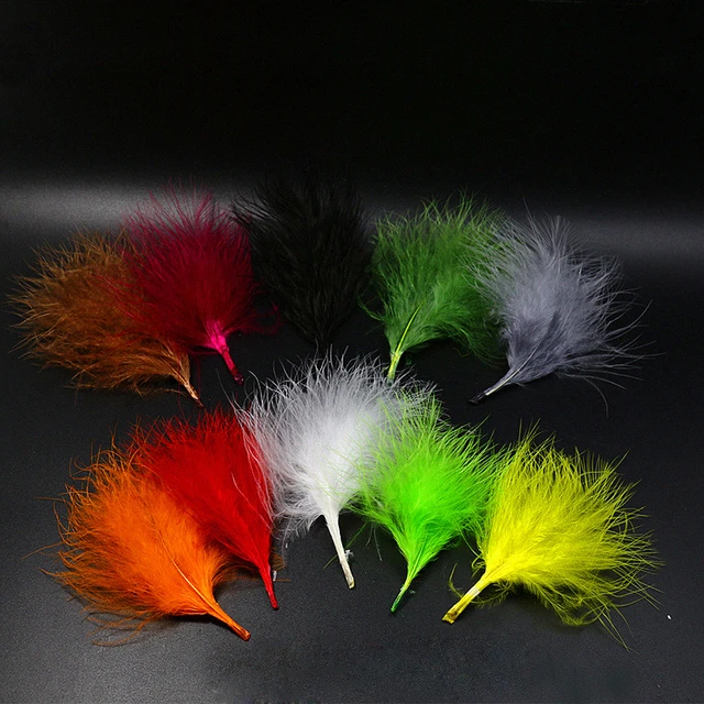 Royal Sissi 100pcs 10 Colors Asssorted Turkey Marabou Blood Feathers Fly  Tying Woolly Bugger Dyed Feather Materials Bonefish Fly - Fishing Lures -  AliExpress