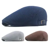 Retro European Men Beret Hat Mesh Breathable Polyester Hollow Washable Men Cap Summer 1