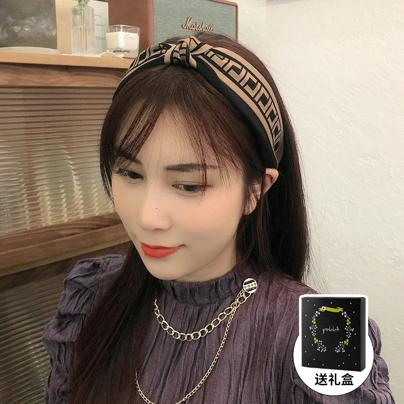 Women Hairband Wide Side Cross Knot Turban Classic Striped Headwear Girls Hair Accessories