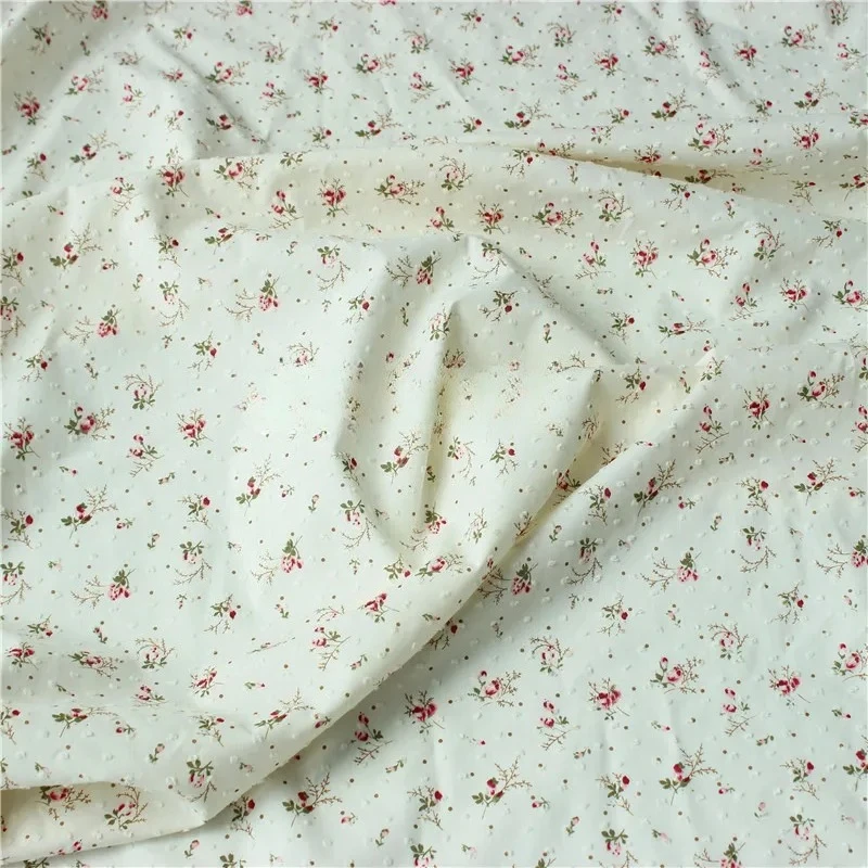 작은 꽃무늬 장미 코튼 폴카 도트 원단 150x50cm 어린이 의류 여성 블라우스 스커트 DIY 컷 셔츠 홈 데코