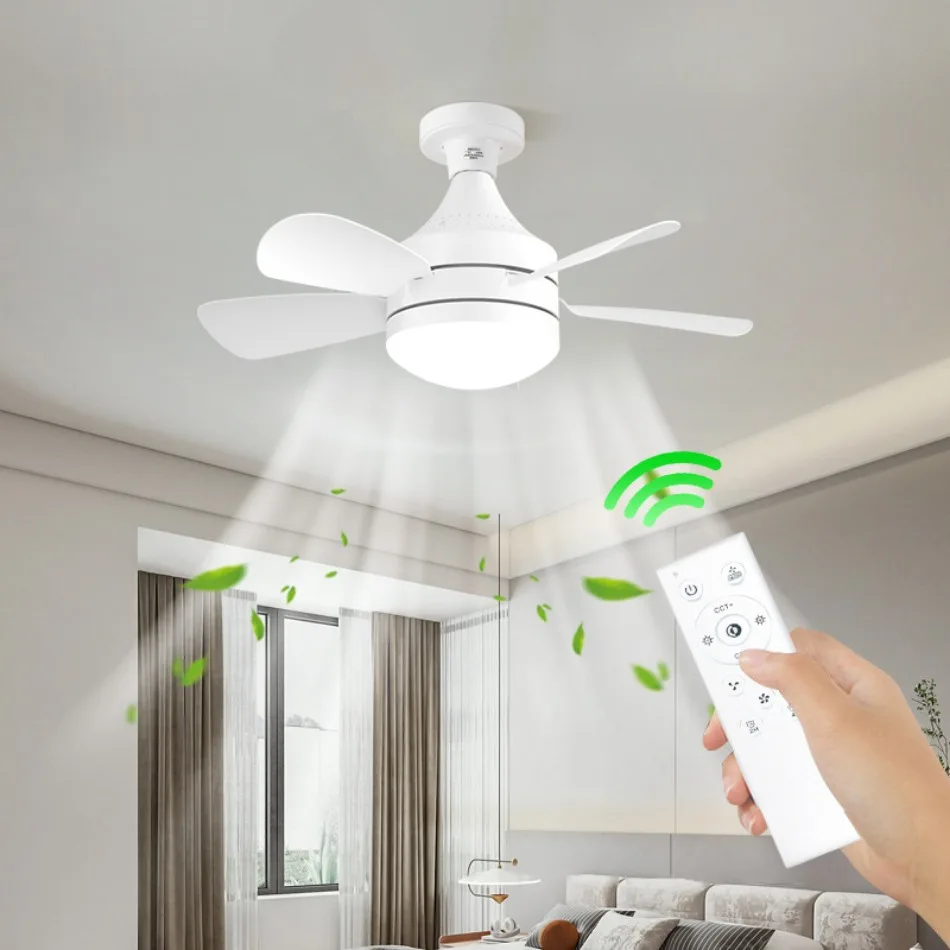 35W E27 Ceiling Fan Light with Remote Dimming Function LED Light Fan Intelligent Silent Ceiling for Bedroom Living Room