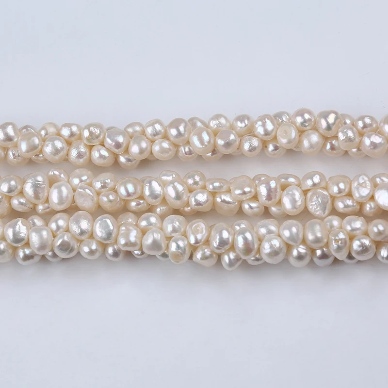 6-8mm Natural White Baroque Loose Wholesale Freshwater Pearl Strands Side  Hole Strap Chain - AliExpress