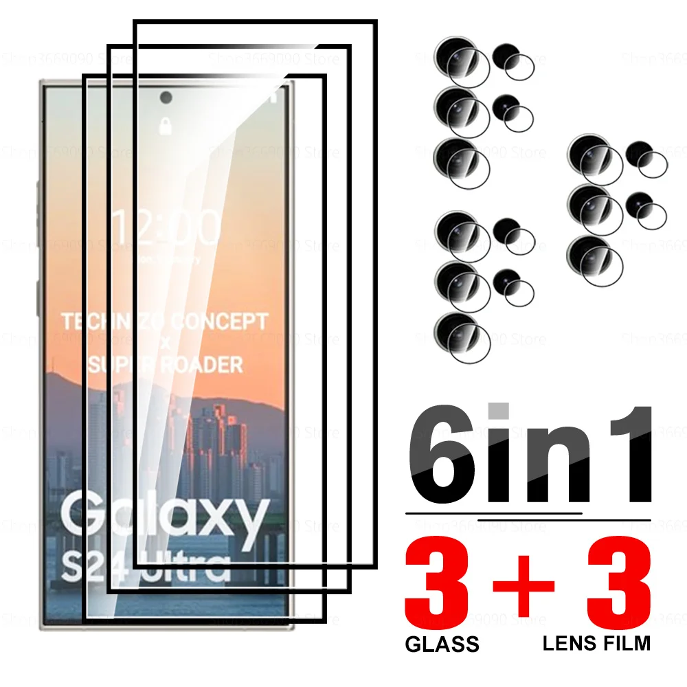 

Защитное стекло 6 в 1 для Samsung Galaxy S24, ультразащитное закаленное стекло для Samsung S24 Ultra S 24 Plus S24Ultra