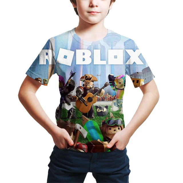 Childrens Roblox Gaming Printed T Shirt Kids Short Sleeve Casual