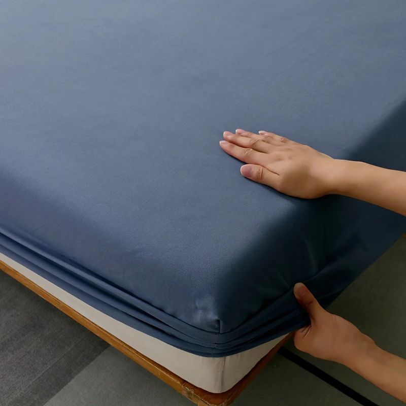Cotton Fitsheet High-Quality Mattress Cover With Elastic Band Bedsheet Solid Color Single Double Full Queen Size Fitted Sheet